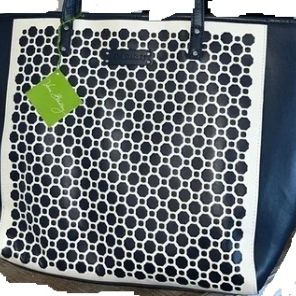 White And Navy Blue Laser Cut Vera Bradley Large Tote Nwt